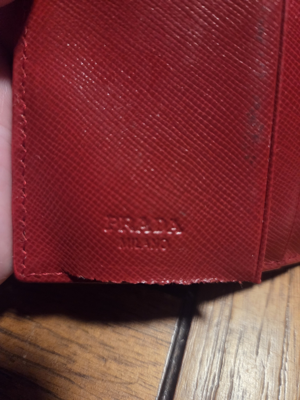 Prada Red Triangular Logo Compact Wallet - Picture 10 of 10